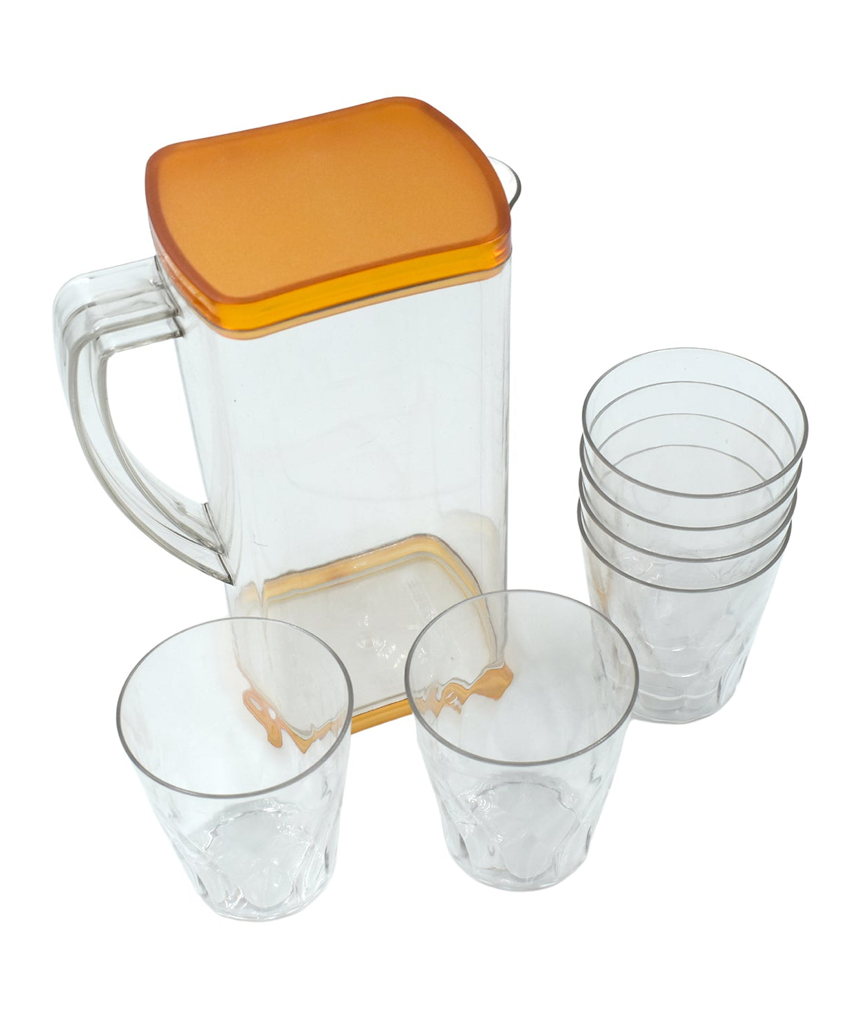 Resistant glass jug suitable for serving juice, milk, and hot or cold beverages.