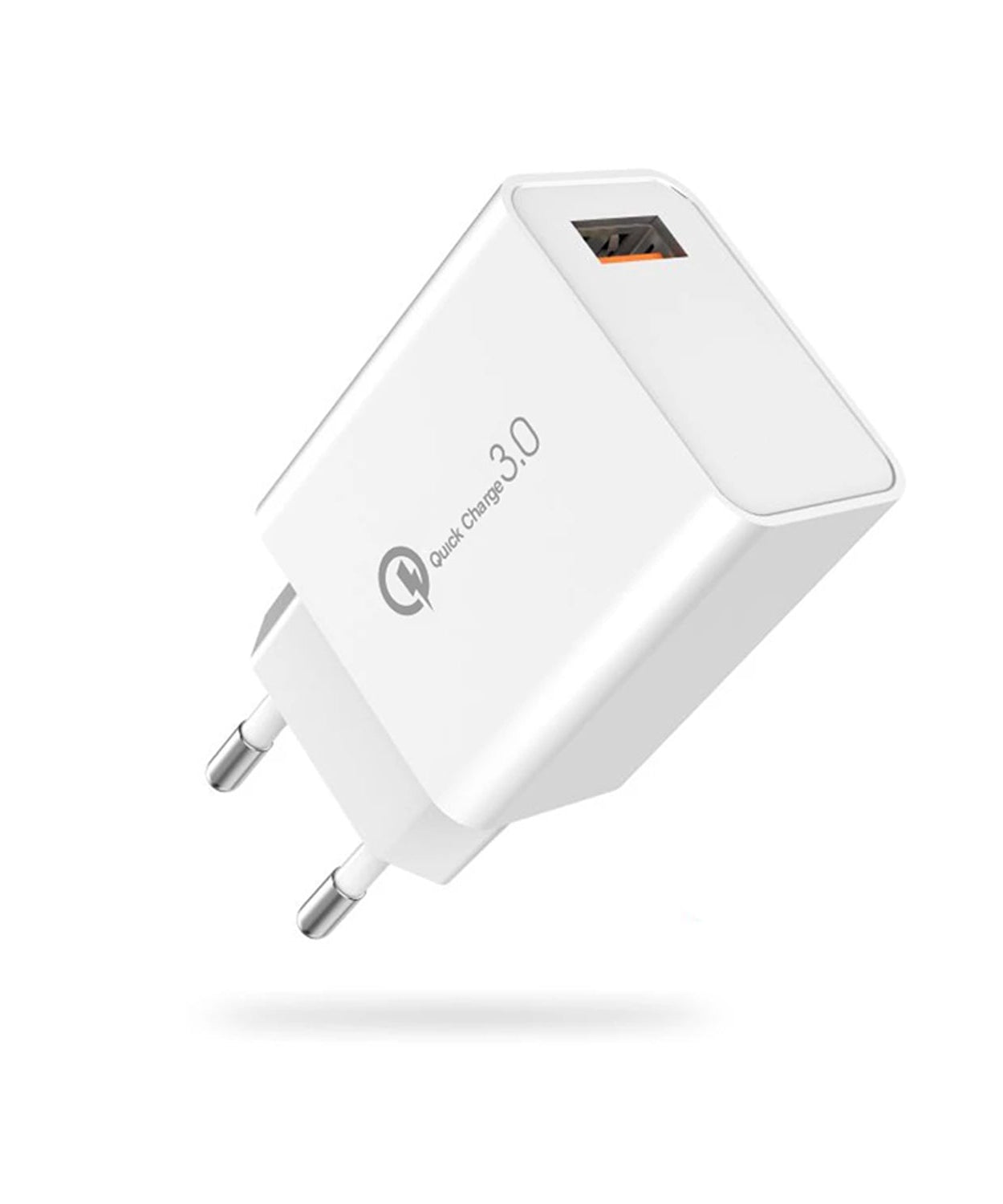 USB fast charger adapter showcasing its plug and design features.