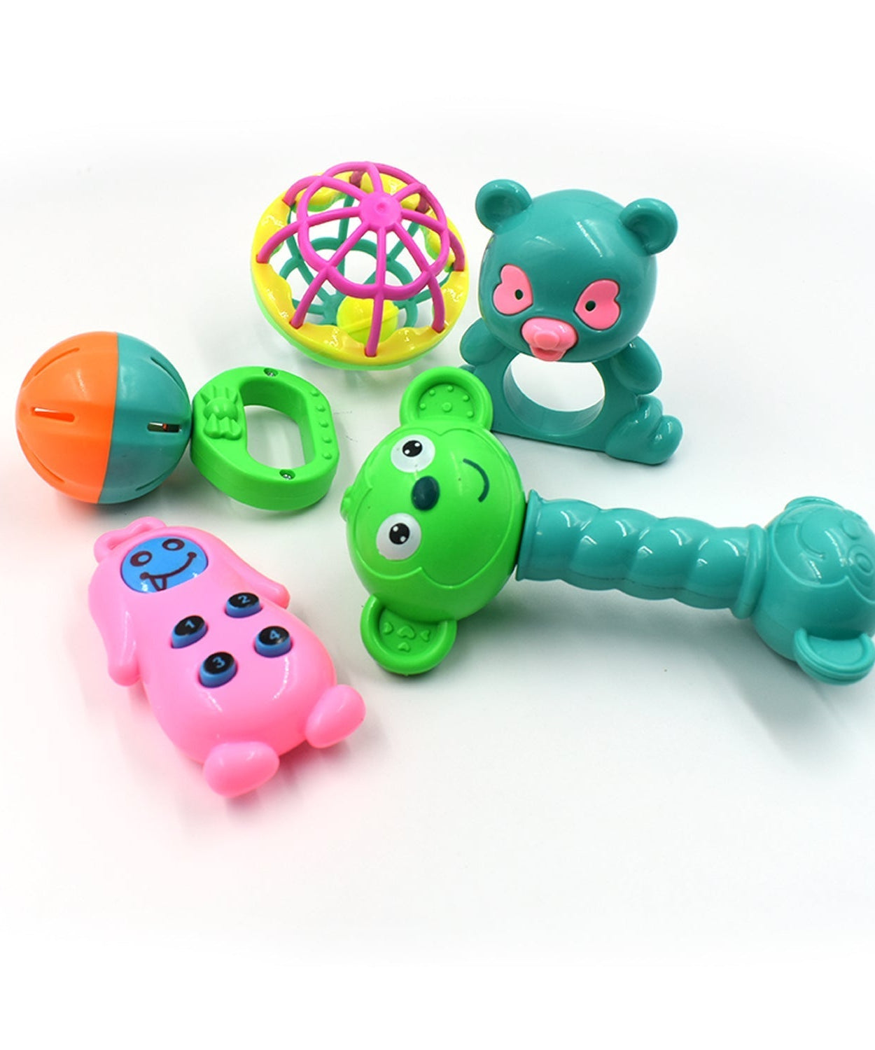Set of colorful baby rattles