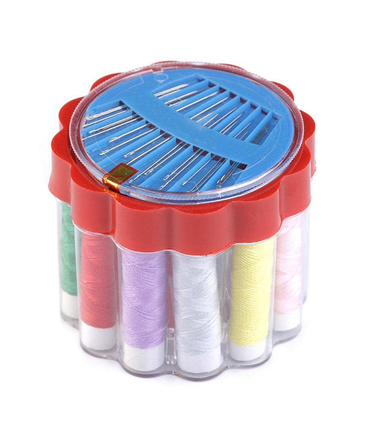 Sewing box with organized compartments for all types of sewing supplies and tools.