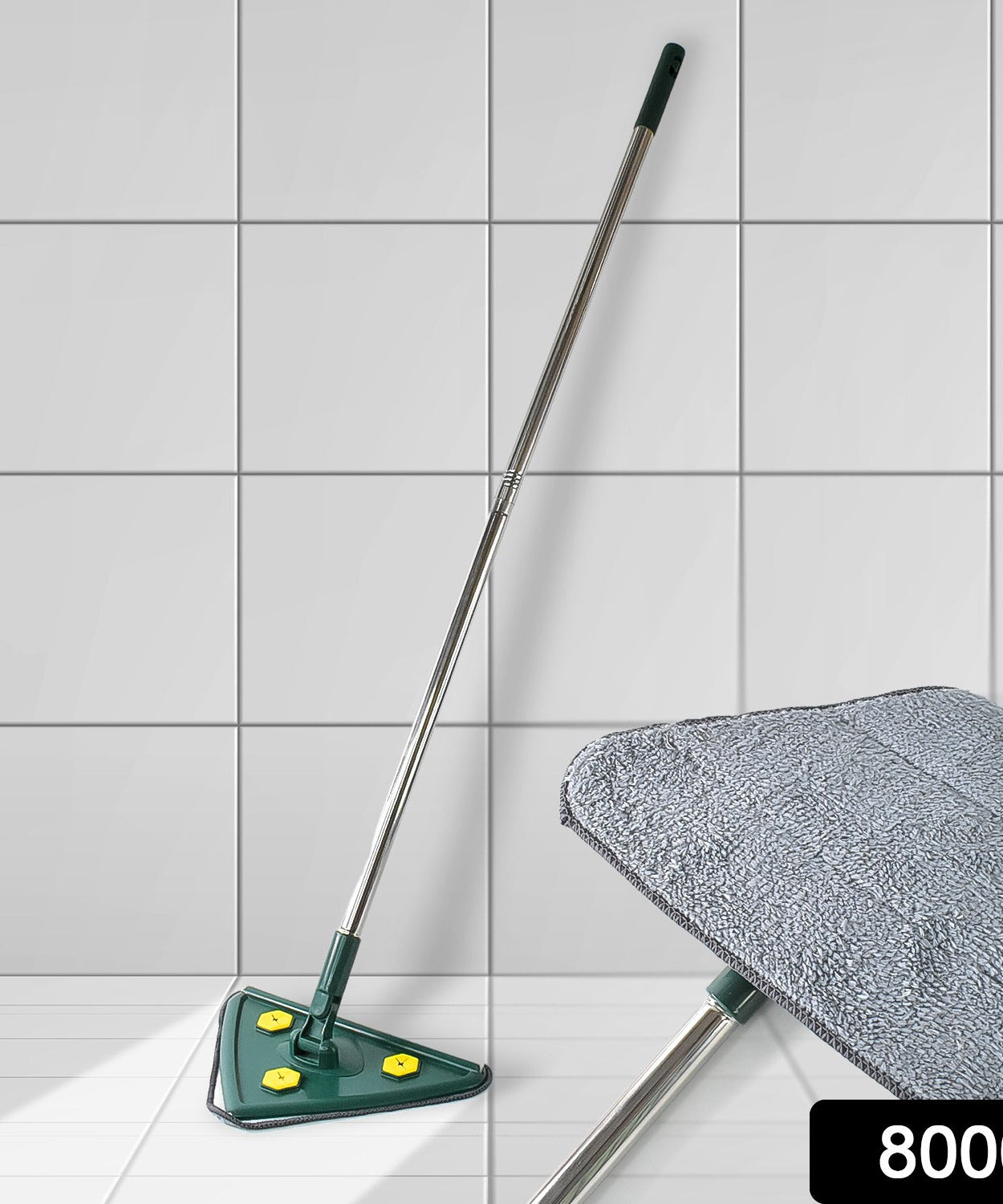 2-in-1 Extendable Triangle Mop – Retractable, 360° Rotating, Telescopic & Reusable Mop Heads (1 Pc)