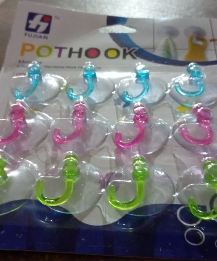 Transparent Rubber Vacuum Sucker Hooks Hanger Strong Suction Cup (12 Pc)