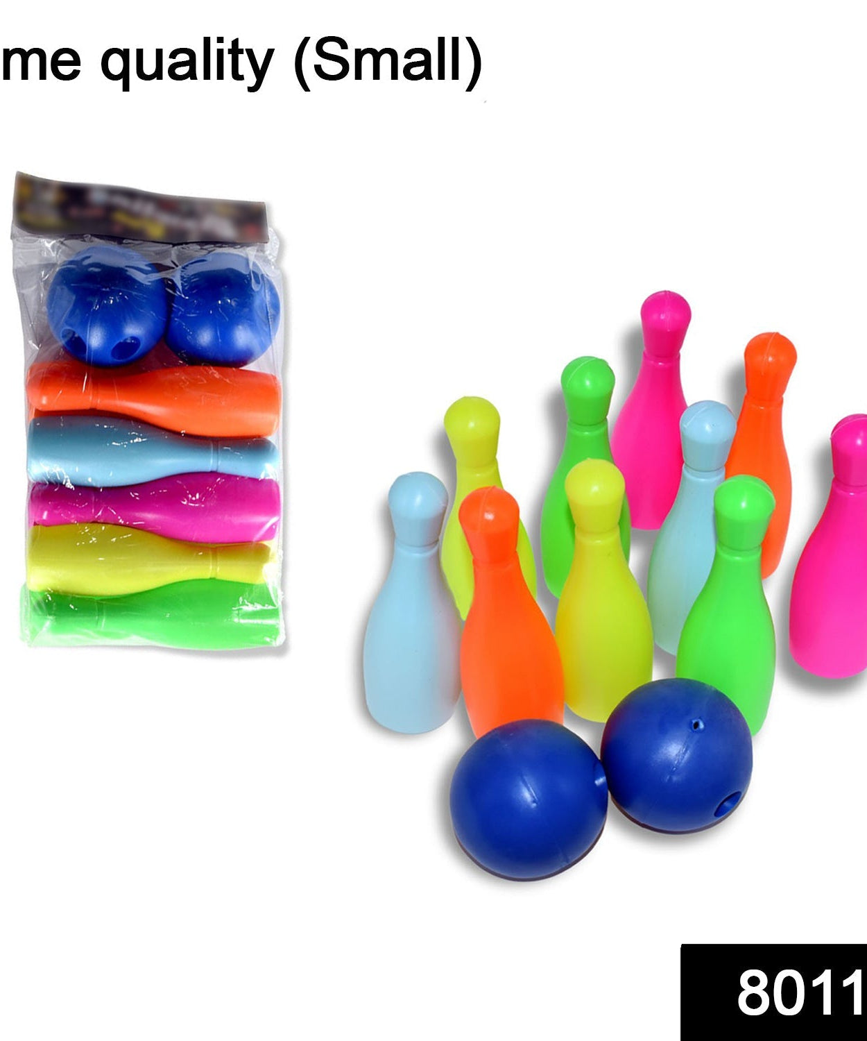 Bowling pins and ball set for children, close-up view