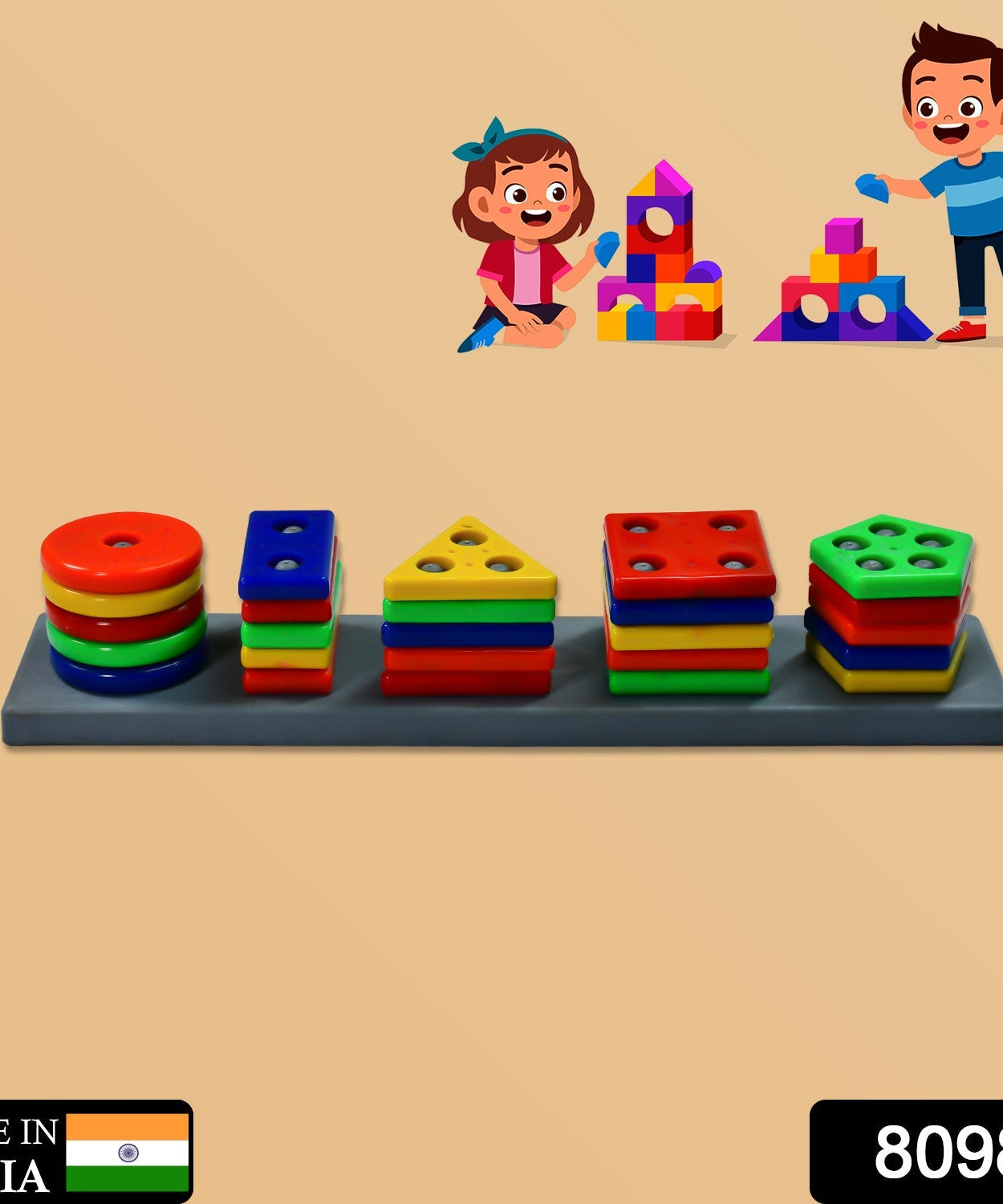 Colorful geometric block set with different angles for kids learning