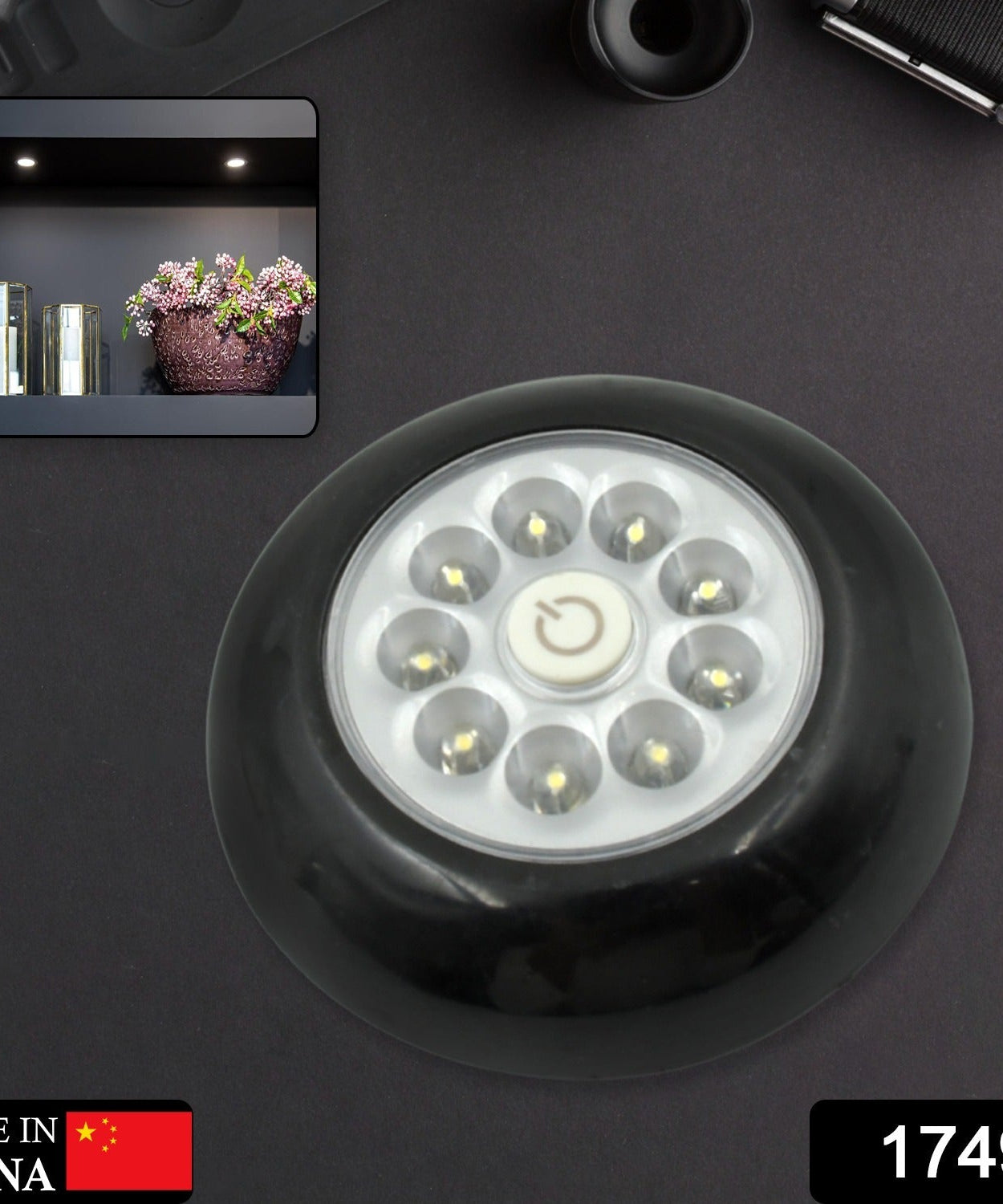 9 LED Touch Light Closet Light Battery Powered Stick-on Anywhere Puck Lights with New Strong Adhesive for Cabinet, Stair, Bedroom, Kitchen Night Light Stick Tap Night ( Battery Not Included / 1 Pc )