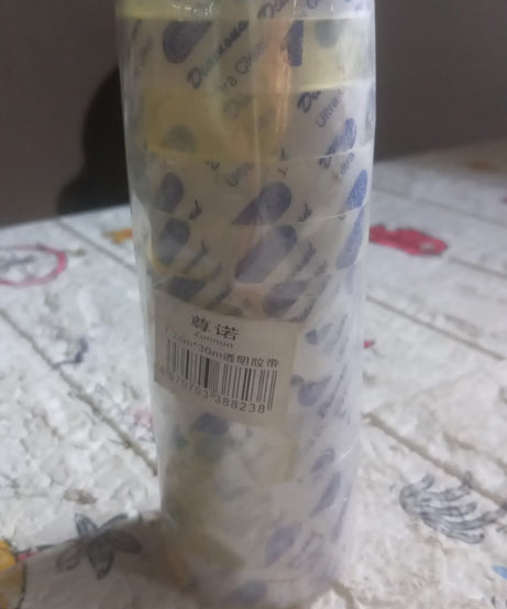 Multipurpose transparent tape rolls for home and office.