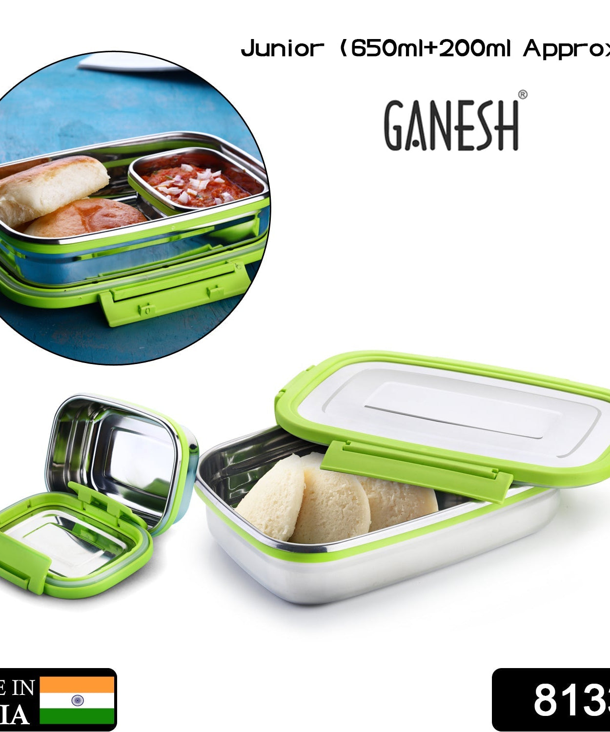 Stainless steel lunch pack with multiple compartments for meals