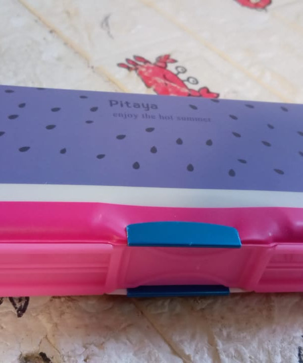 Cartoon printed pencil case with multiple compartments