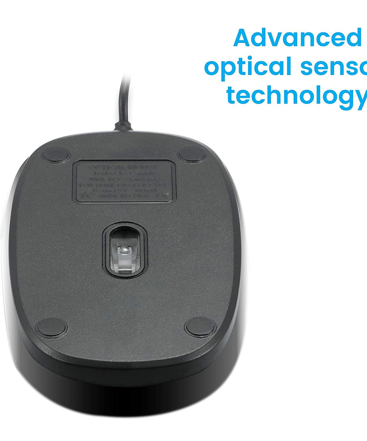 Responsive wired mouse for computer, silver, ergonomic