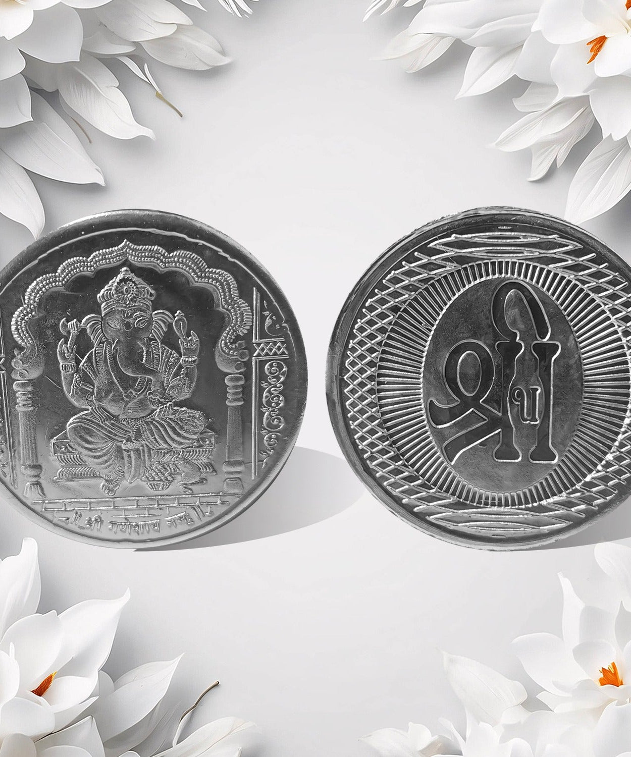 Ganesh Ji, Silver color Coin for Gift & Pooja | Silver Coin | Silver Coin / Diwali Gift (1 Pc / (Metal is not silver)