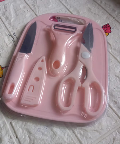 4-piece mini cutting board set, includes scissors, knife, and peeler