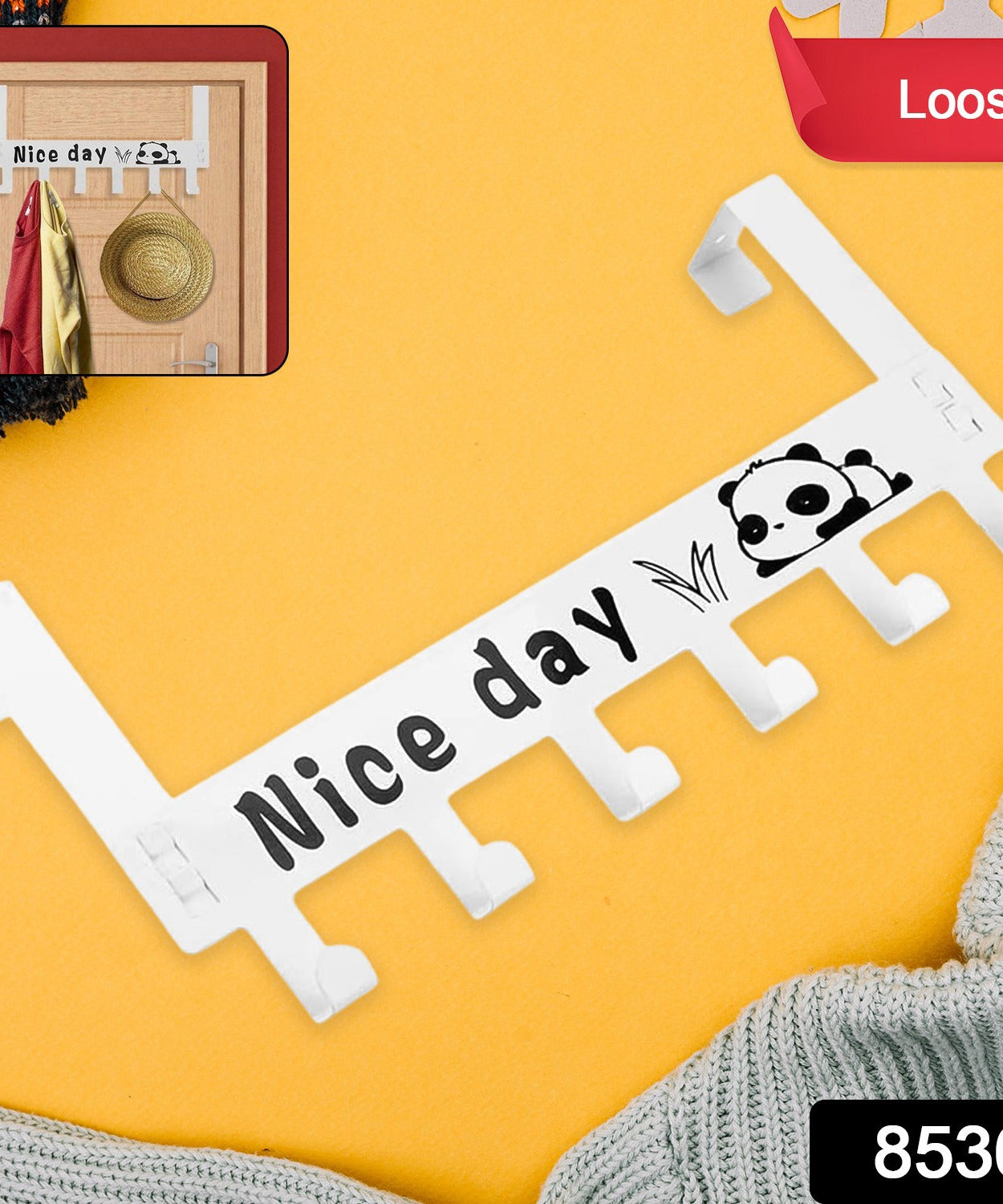 Heavy-Duty Carbon Steel Over Door Hook Rack for Towels & Coats (1 Pc, 6 Hooks)