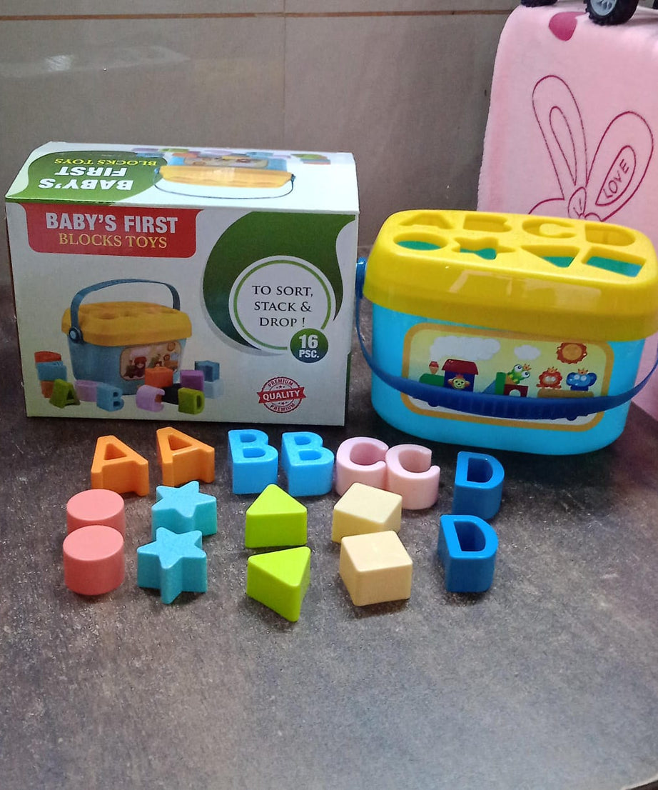 Baby First Block Set for Kids Non-Toxic Abcd Geometric Shape Sorting & Stacking Toy (1 Set)