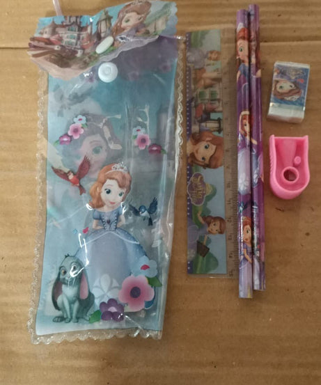 5 in 1 Mix Stationery Gift Set for Kids, Stationary Set Including 2 Pencil, Ruler, Rubber, Pencil Sharpener, School, Office Product Gift (5 Pcs Set)