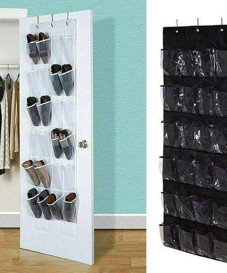 24 Grid Over the Door Shoe Organizer Rack Hanging Storage Space Saver