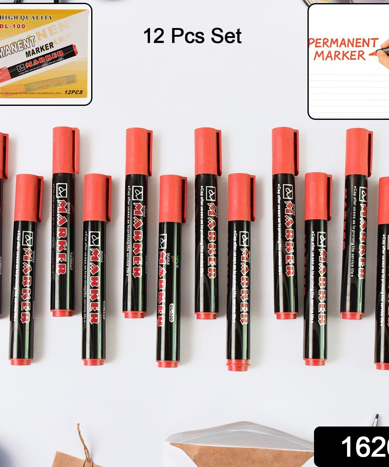 Red Permanent Marker Pen Set 