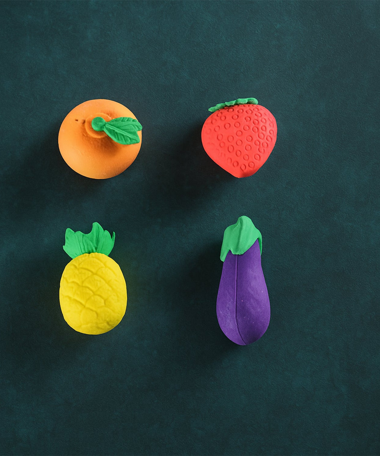 Mini Cute Veg & Fruit Erasers – 3D Colorful Eraser Set for Kids (4 Pc)