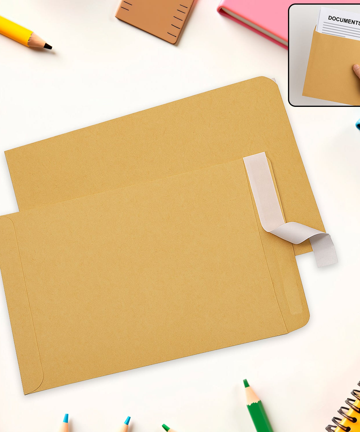 Brown Kraft Envelope for Invitations & Office Use (Mix Size / 1 Pc)