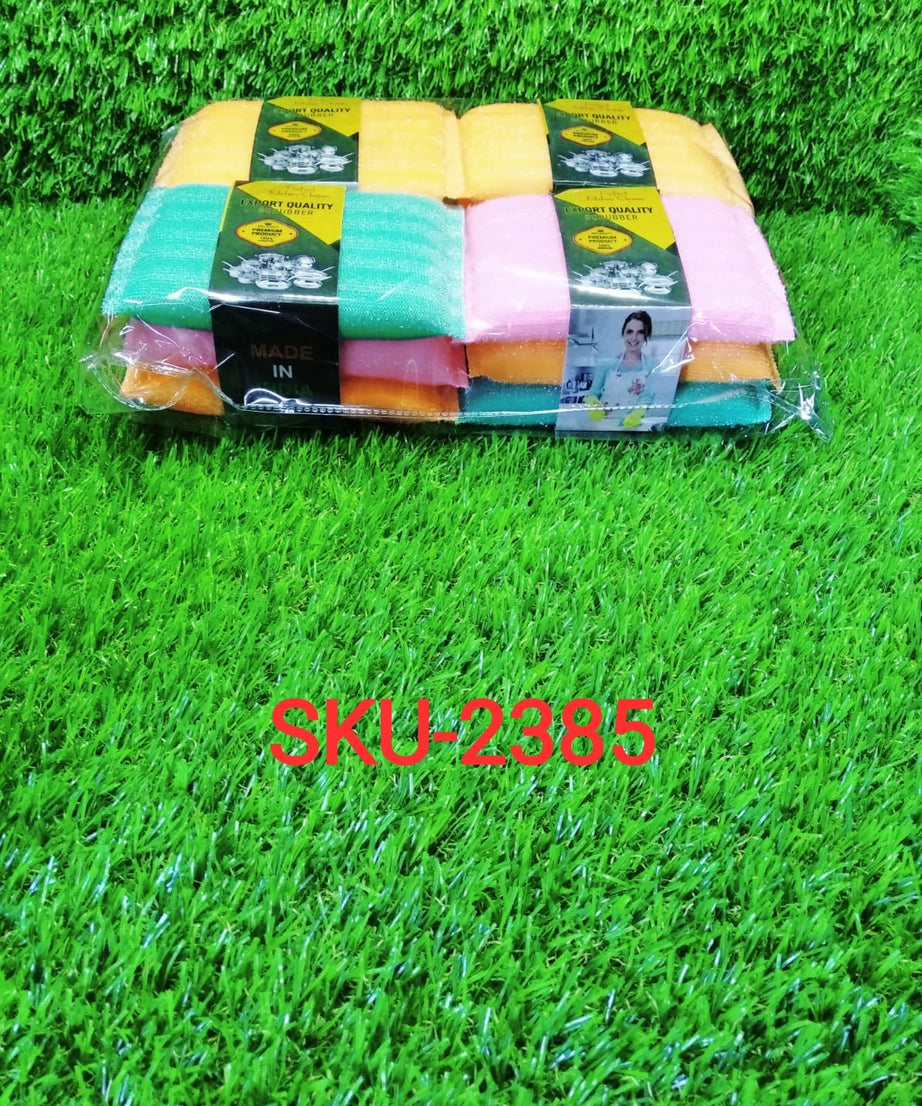 Pack of 12 scratch-proof scrubber pads, perfect for cleaning kitchen utensils without damage.