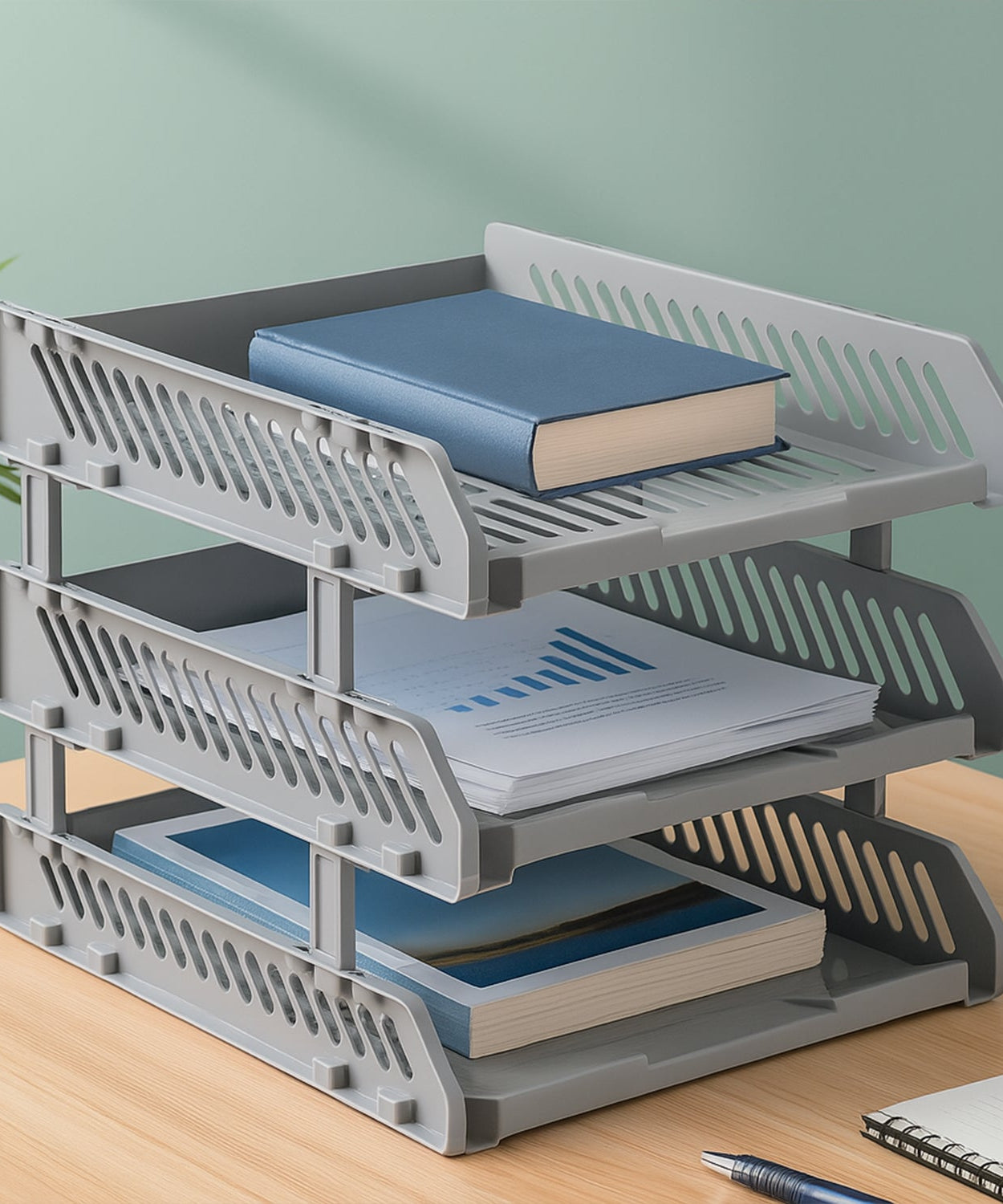 Multifunctional File Rack with Drawers: Desktop Storage for Office Supplies (4/3 Layers)
