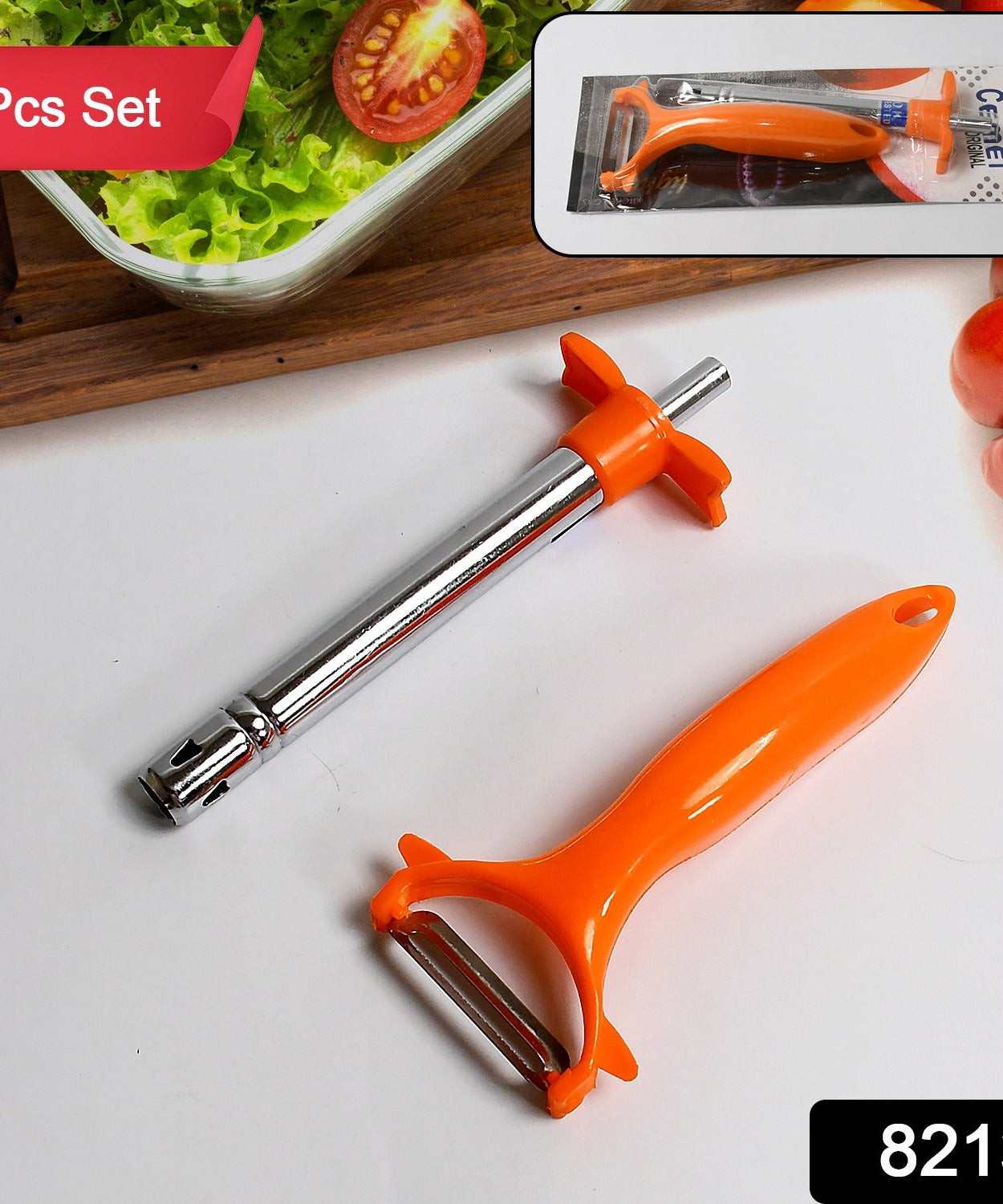 2 in 1 Kitchen Combo Lighter, Stainless Steel Durable Gas Lighter with Vegetable Cutter Peeler, For Kitchen Steel Gas Lighter (2 Pc Set)