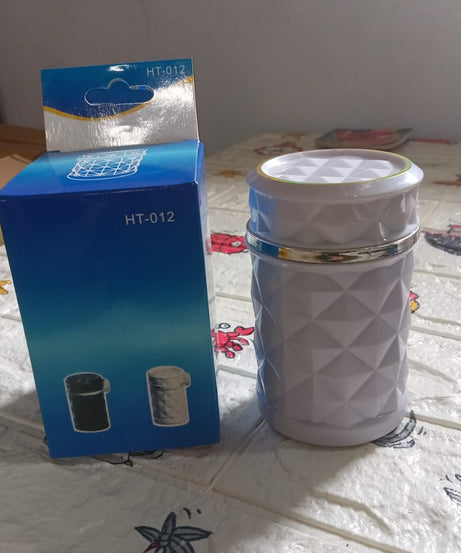 Blue LED travel ashtray with lid, portable for car use