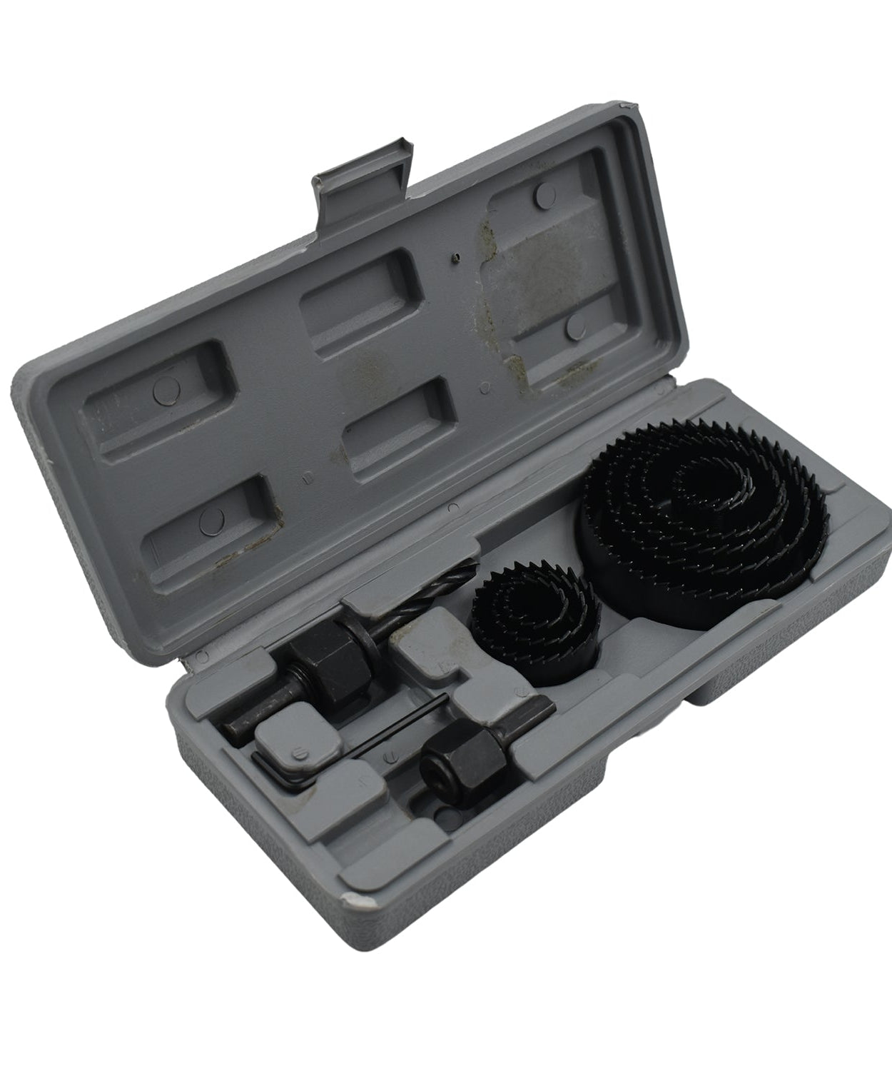 12-piece hole saw kit for drilling various sizes.