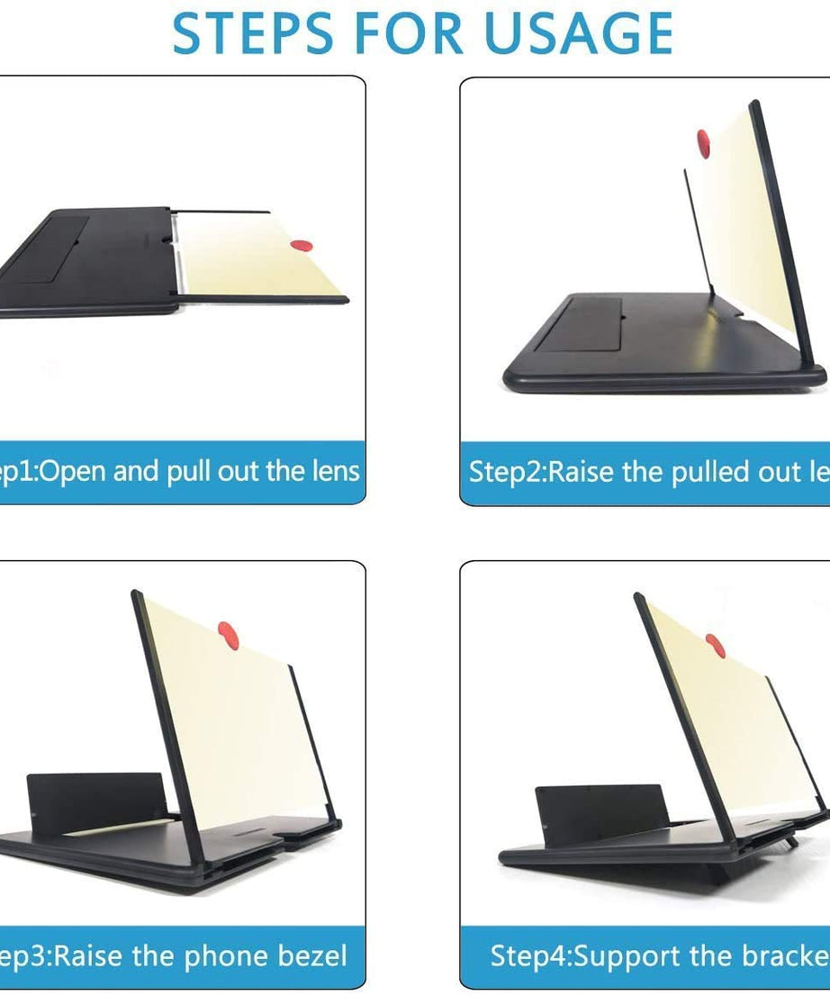 Compact mobile phone screen amplifier for clear and enlarged viewing.