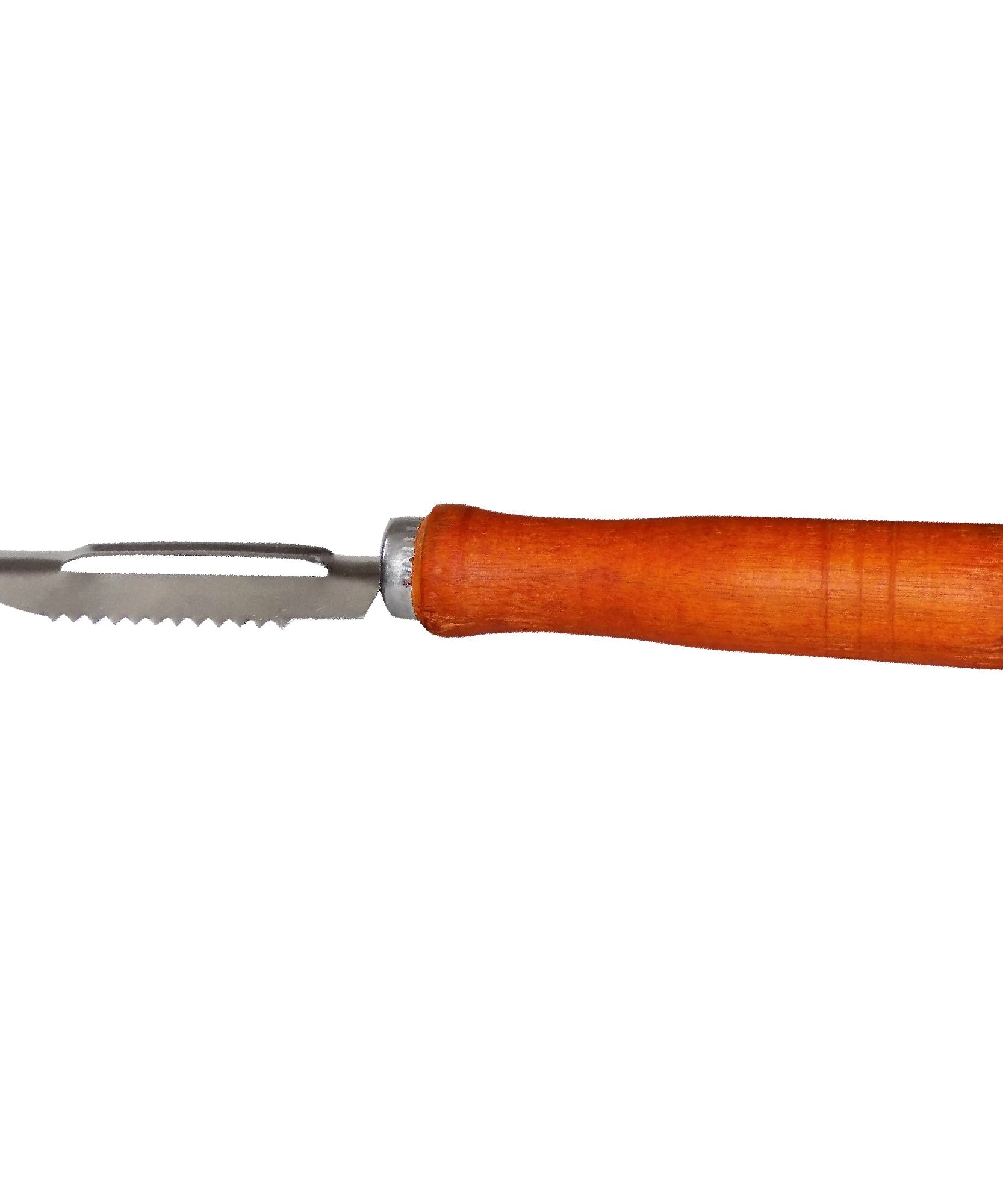 Stainless steel vegetable peeler with a wooden handle