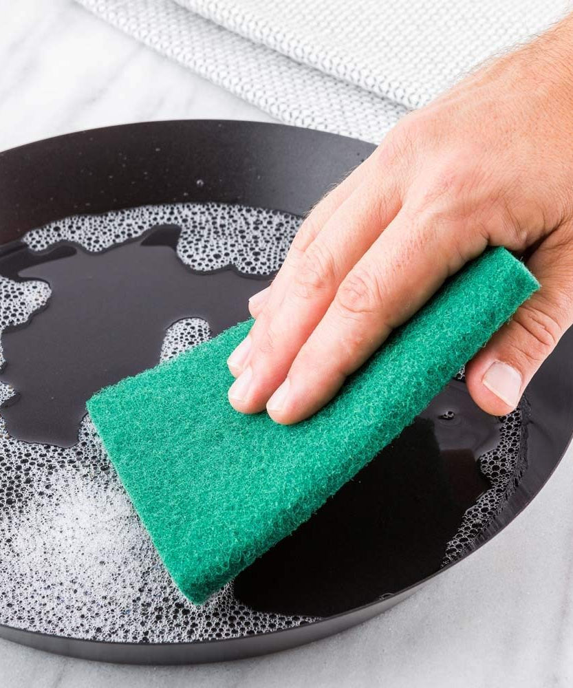 High-quality scrub sponges in aqua green, pack of 6 for household tasks.