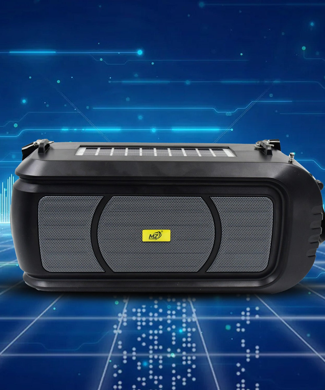 Wireless Bluetooth Speaker 5W High Bass with Wireless Mic / Microphone, LED Torch, Solar Charging, Support USB & Adjustable Strap (1 Set)