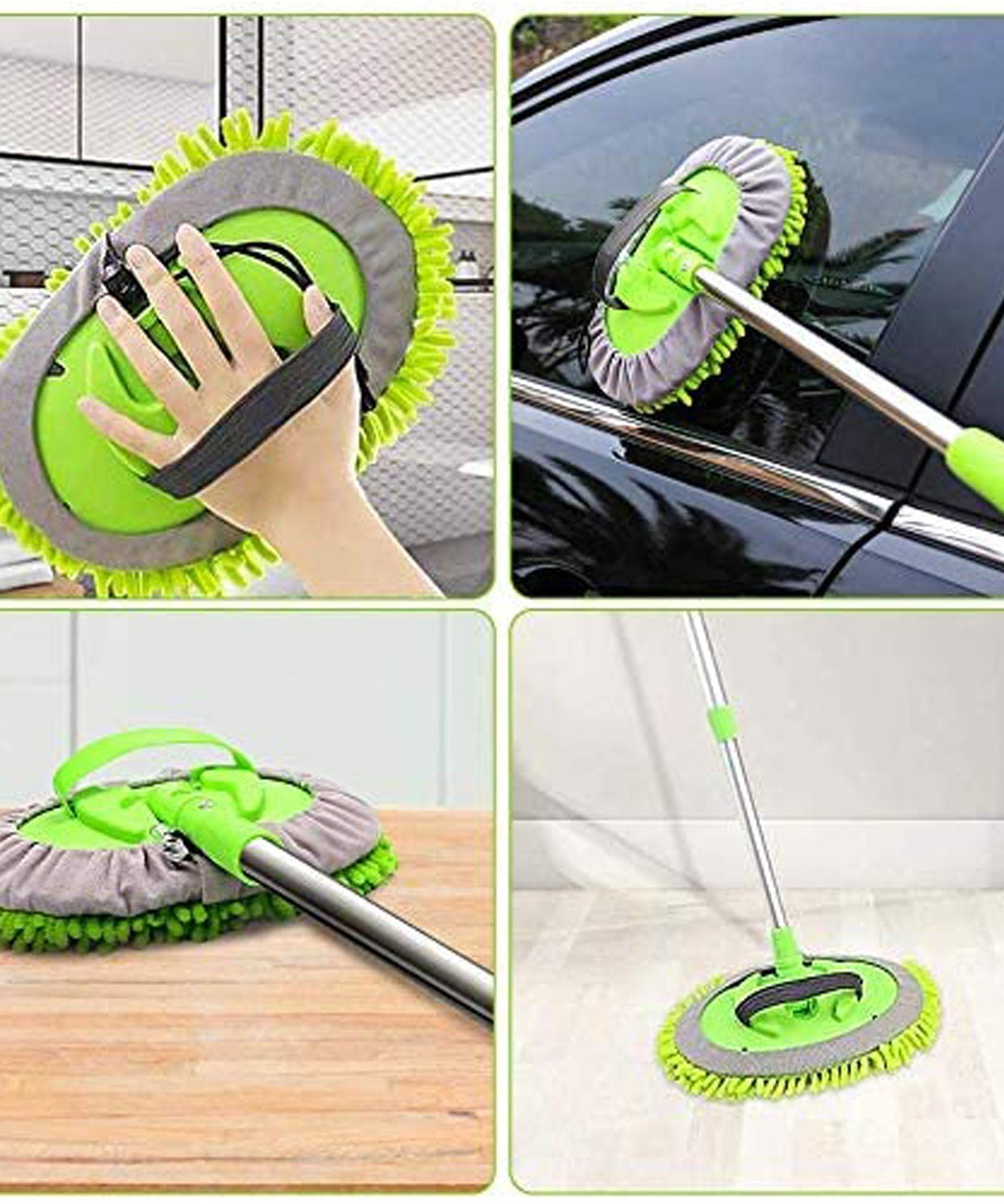 Microfiber car duster with extendable handle for flexible cleaning