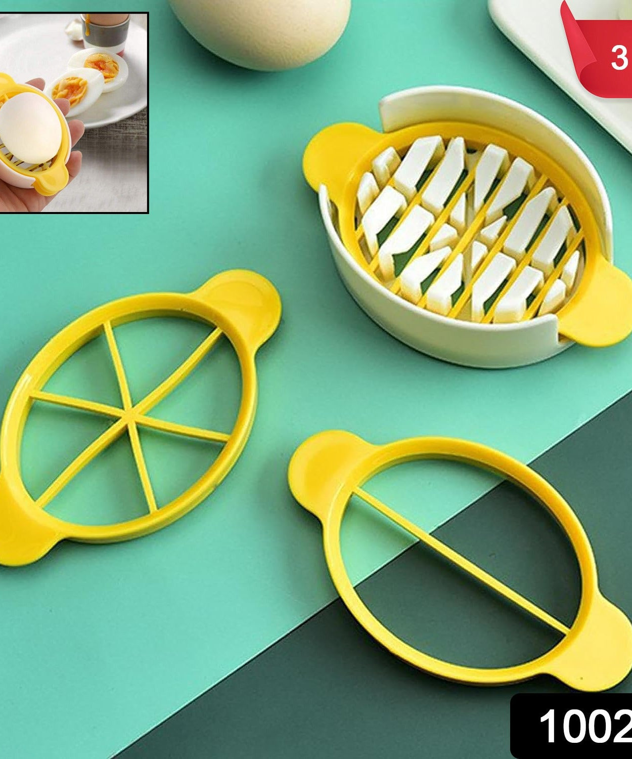 Egg Slicer, 3 in 1 Boiled Egg Slicer, Egg Slicer, Preserved Egg Slicer, Home Restaurant Kitchen Tool (1 Pc)