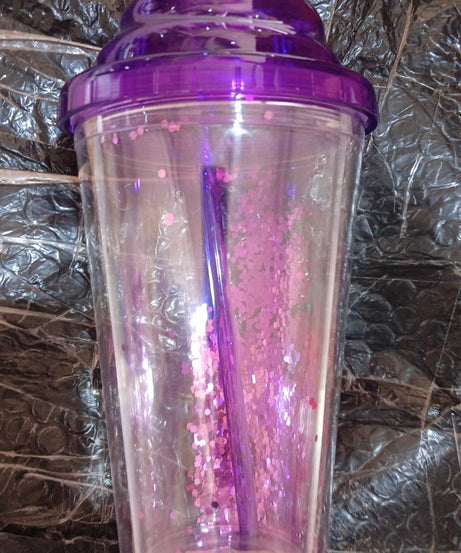 High Quality Plastic Creative Cold Drink Cup / Tumble, Reusable Tea Coffee Tumbler with Lid and Straw, Double Wall Plastic Drinking Sport Bottle, Travel Tumbler (1 Pc / Mix Color)