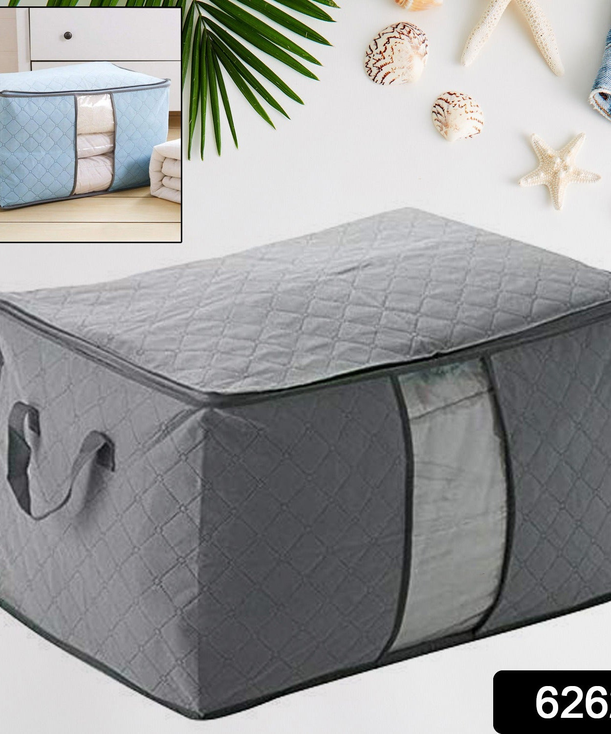 Premium Quilted Foldable Storage Bag with Transparent Window