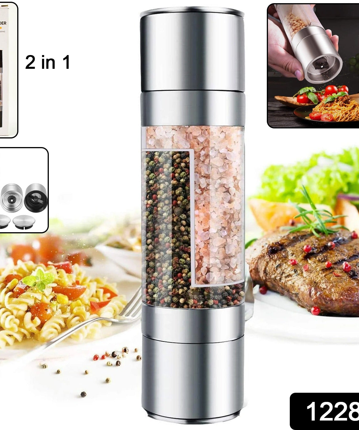 Premium 2-in-1 Adjustable Salt and Pepper Mill