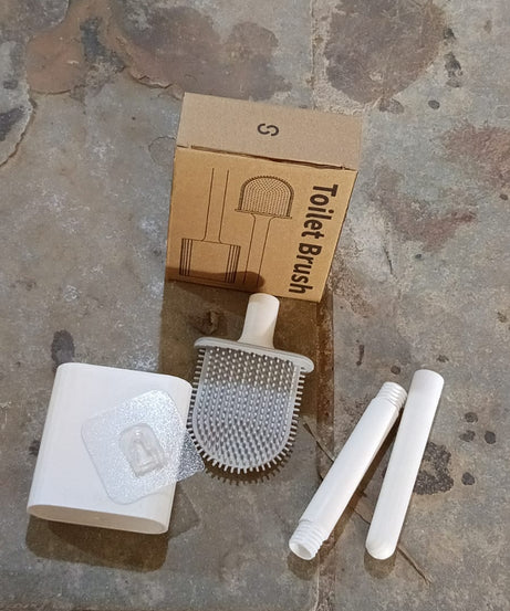 Portable Silicone Toilet Brush – Wall-Mounted, Anti-Drip Cleaner with Non-Slip Handle