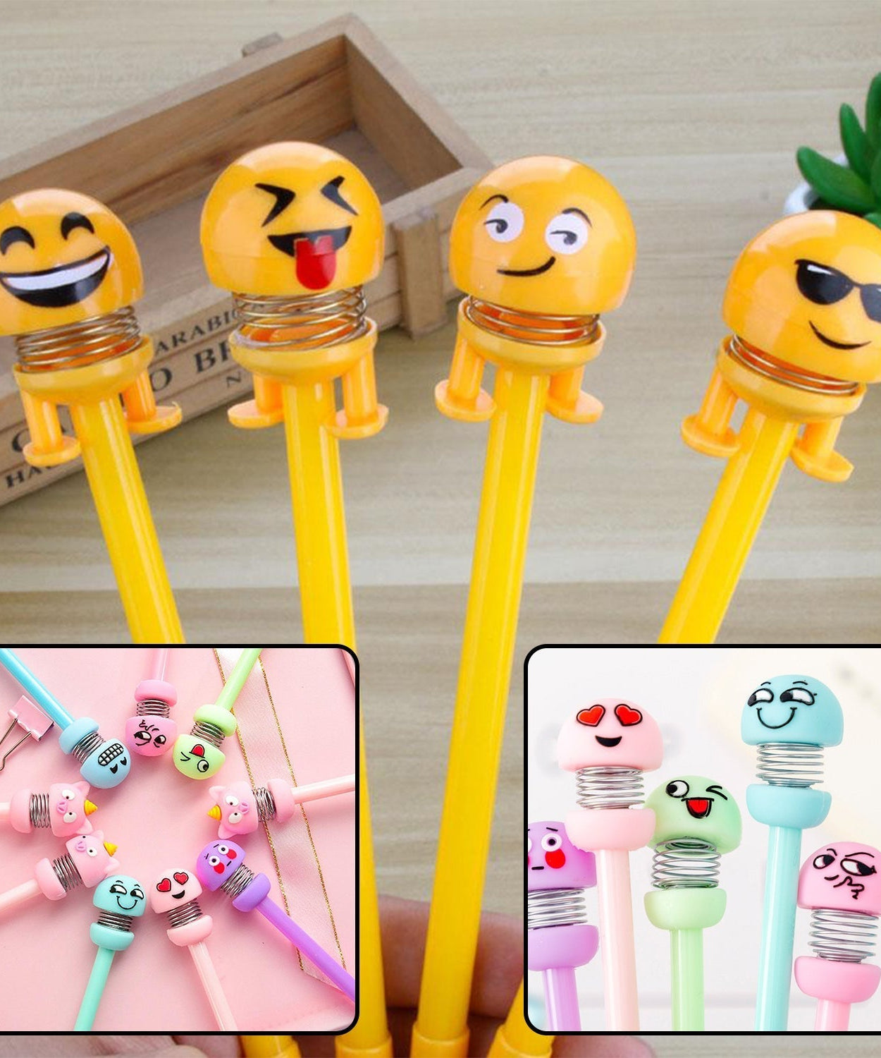 Fun emoji pencil and pen set for creative writing and drawing