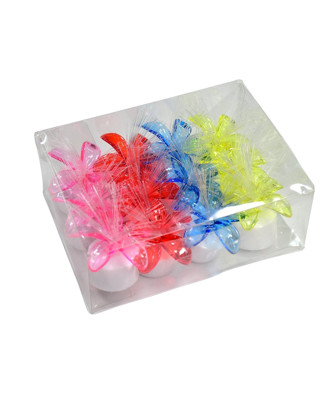 Light-up candle with fiber optic light for centerpieces.