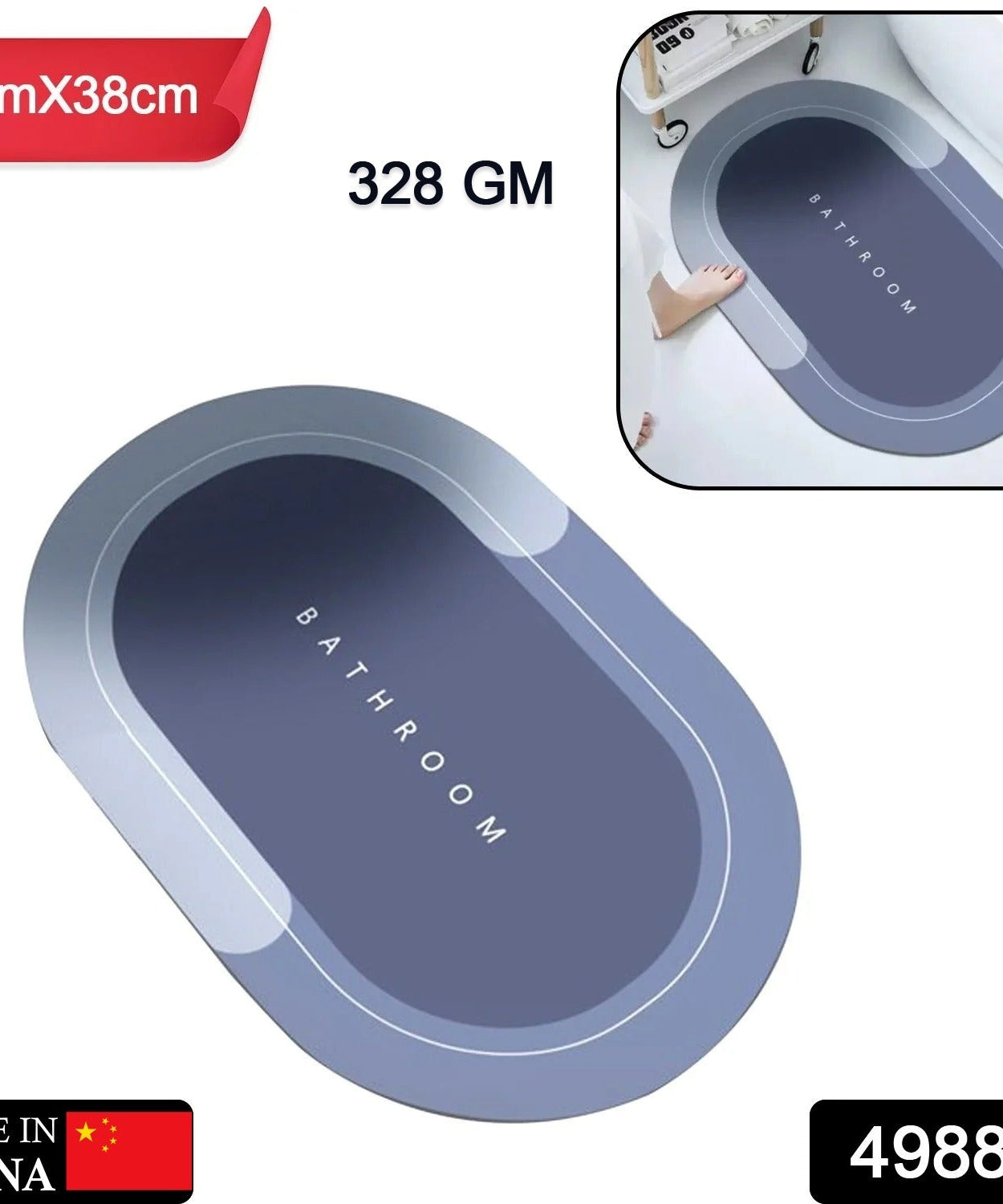 Instant drying floor mat for bathroom use