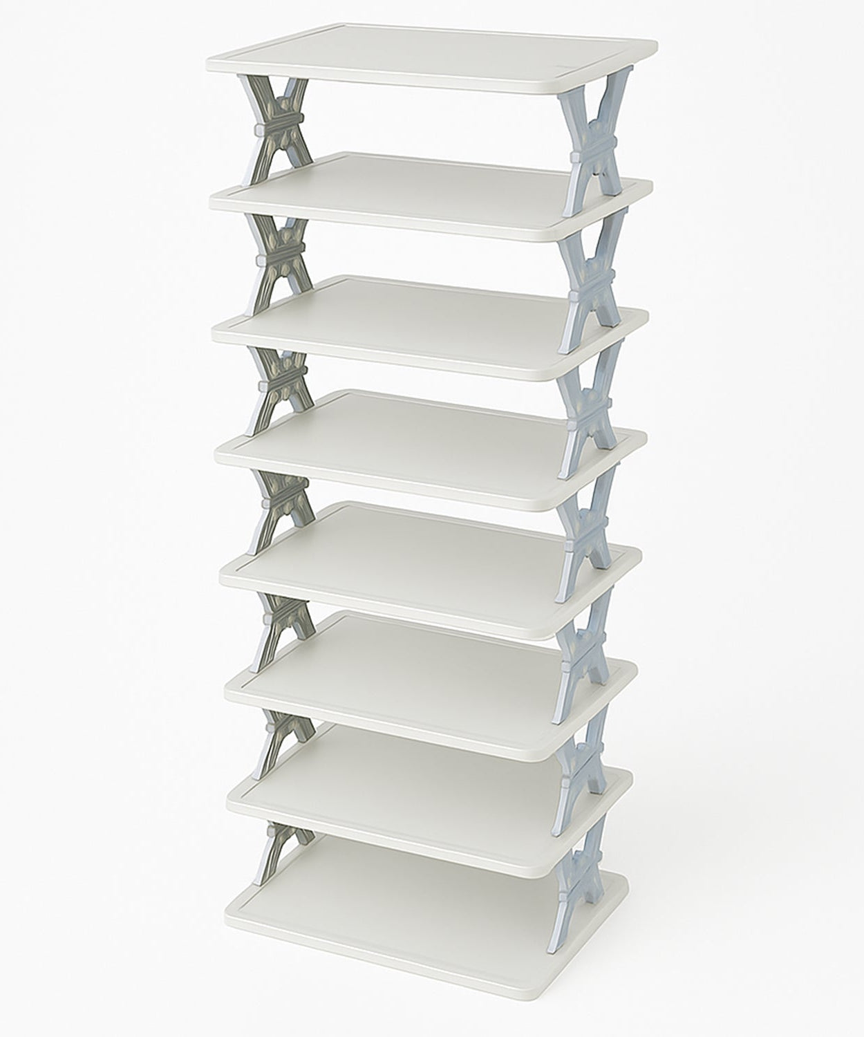 8-Layer Foldable Shoe Rack for Entryway - Heavy Duty Plastic Shoe Organizer