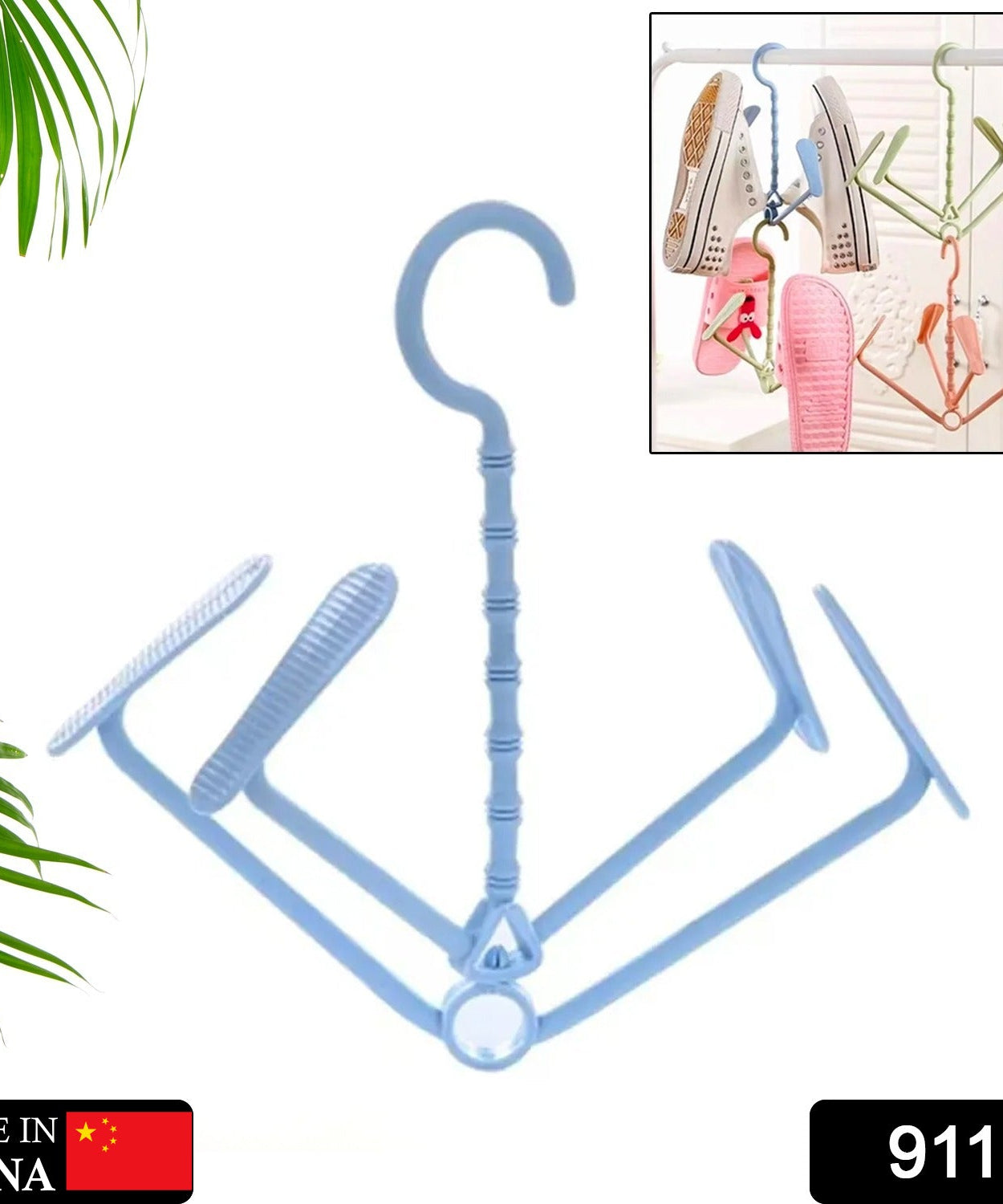 Portable shoe rack with rotating hooks, drying for wet and dry shoes, windproof.