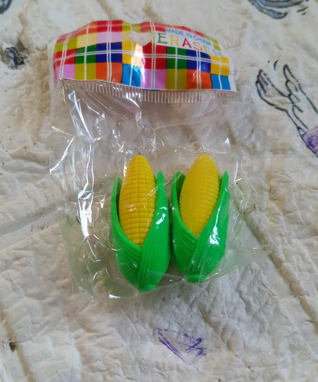 Corn-shaped erasers for school supplies, 2-piece set