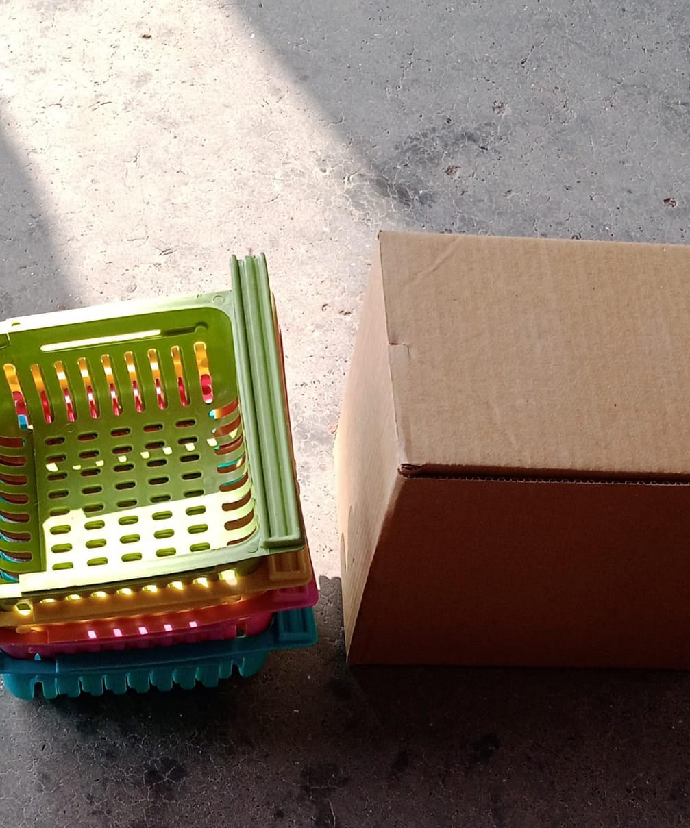 colorful storage baskets