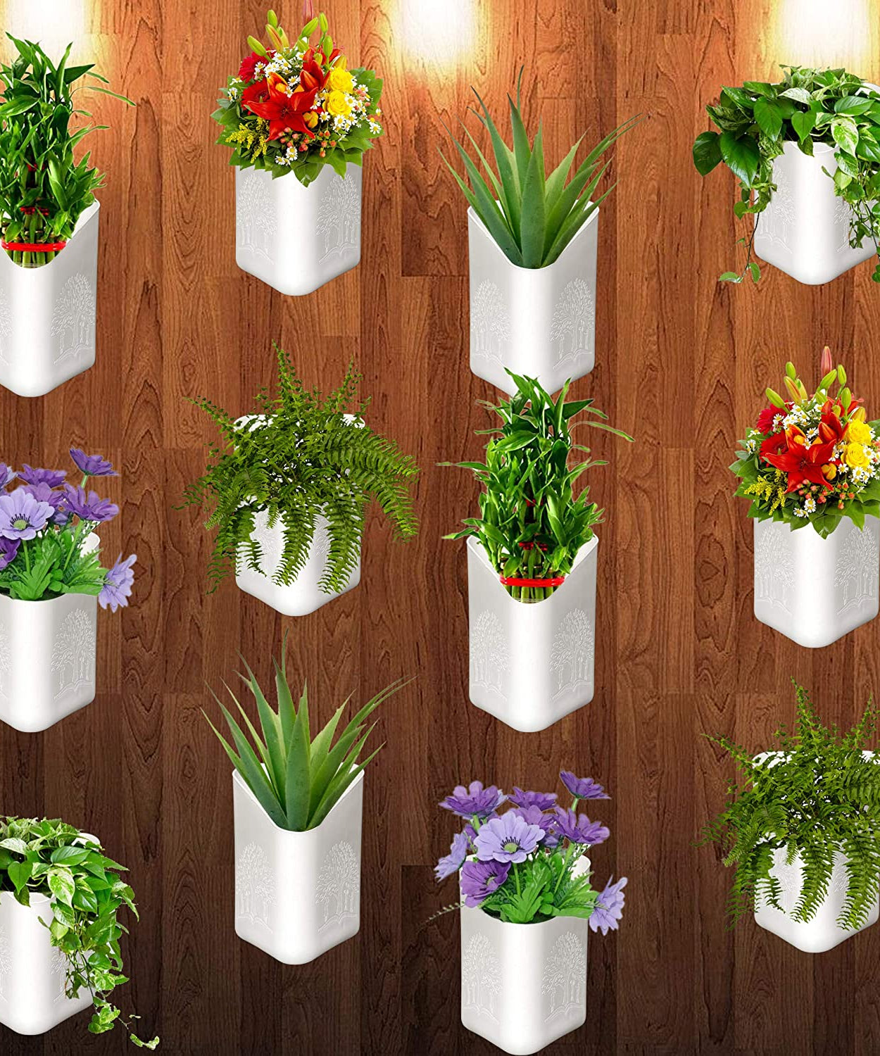 Vertical plastic planter, suitable for balcony or garden.