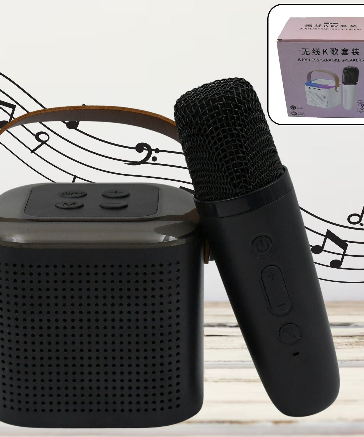 Wireless Speaker Microphone Set, RGB Light Support Memory Card PortableKaraoke Machine Perfect  for Travel TV