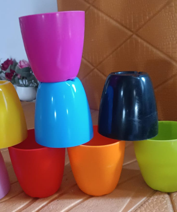 Plastic Flower Valencia (Pot) Home and Outdoor (1 Pc/Mix Colour)