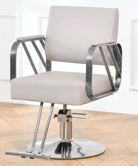 Silver hydraulic salon chair.