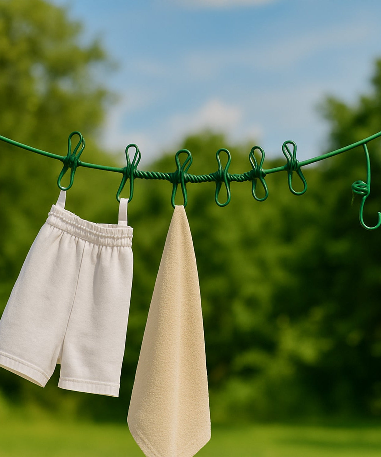 Elastic Cloth Drying Rope with 12 Metal Clip Portable Clothes line For Home & Travel