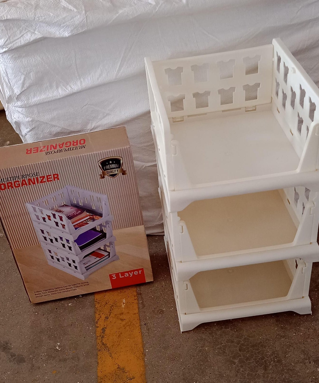 3-layer foldable storage cart, stackable for organizing various items